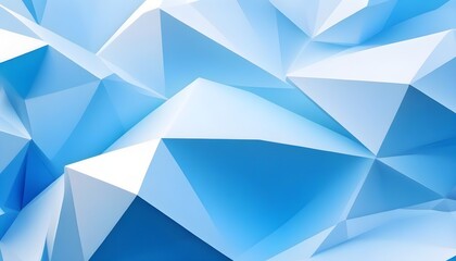 Obraz premium Abstract 3d texture, blue white crystal background illustration, faceted texture with gradient, macro panorama, wide panoramic polygonal wallpaper