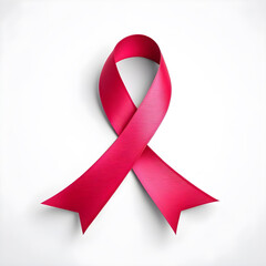 3D red ribbon on isolated white background. generated with AI