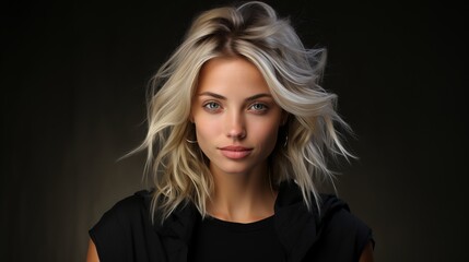 Fototapeta premium A blonde model, detailed skin with a few imperfections, Swedish pop culture dress