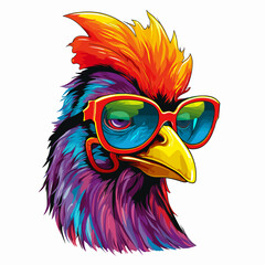 Naklejka premium funny chicken with sunglasses