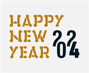 Happy New Year 2024 Abstract Blue And Brown Graphic Design Vector Logo Symbol Illustration