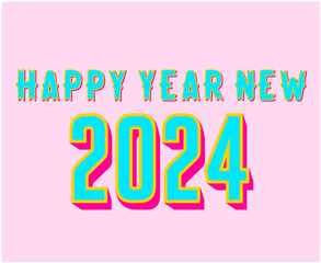 Happy New Year 2024 Abstract Multicolor Graphic Design Vector Logo Symbol Illustration With Pink Background
