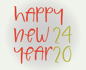 Happy New Year 2024 Abstract Orange And Green Graphic Design Vector Logo Symbol Illustration With Gray Background