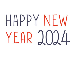 Happy New Year 2024 Abstract Gray And Orange Graphic Design Vector Logo Symbol Illustration