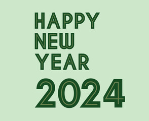 Happy New Year 2024 Abstract Green Graphic Design Vector Logo Symbol Illustration