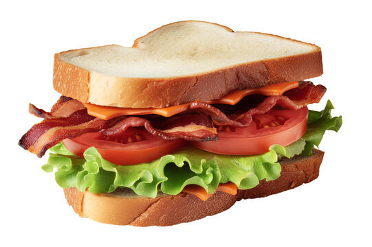 Sandwich with bacon and vegetables isolated on transparent background PNG