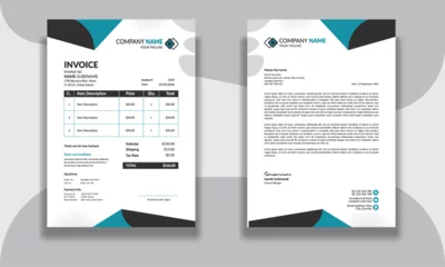 Fotobehang Corporate modern professional clean business invoice and letterhead design template with yellow blue green and red color creative modern letter head design template for your project letterhead. © IFTIAR