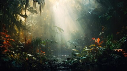 Wonderful underwater scene with rays of light