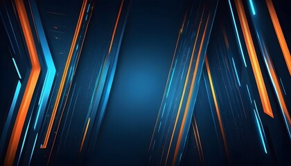 Abstract blue orange geometric speed futuristic technology texture with glowing 3d lines lights...