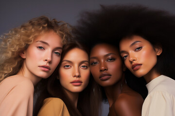 Fototapeta premium Modeling agencies celebrating diversity in beauty, with space for diversity appreciation