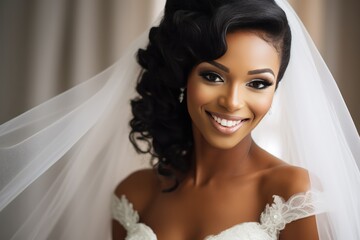 Elegant African American Bride Captured In A Stunning Wedding Ensemble