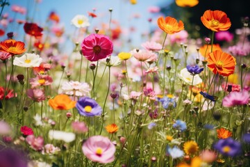 Vibrant Summer Blossoms Create A Colorful Meadow