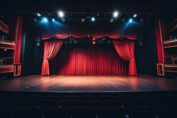 Empty Stage Of Theater Before Performance - obrazy, fototapety, plakaty