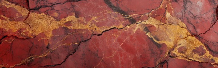 Fototapeta premium Red marble texture with gold veins