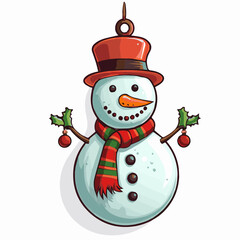 Vector of hanging Snowman decoration isolated