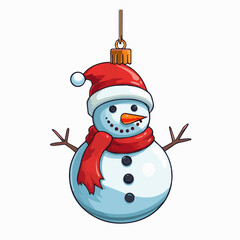 Vector of hanging Snowman decoration isolated