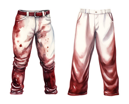 Baseball Pants, Watercolor Clipart Illustration With Isolated Background.