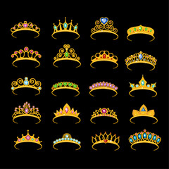 Set of gold crowns with stones