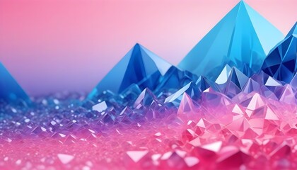 Abstract 3d texture, blue pink crystal glass background illustration, faceted texture with...
