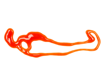 Chili sauce in shape paprika, hand draw symbol isolated on white, top view, clipping path