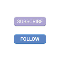 Submit and follow button design in flat style. UI design. Vector illustration.