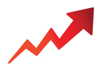 Growing business red arrow on white, Profit red arrow, Vector illustration.Business concept, growing chart. Concept of sales symbol icon with arrow moving up. Economic Arrow With Growing Trend.