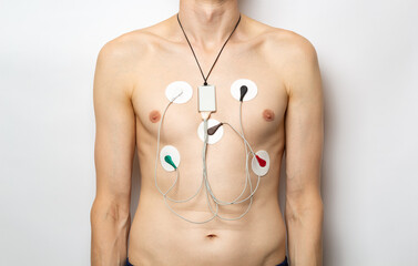 Holter device to monitor the patient's heart electrocardiogram on a daily basis.
