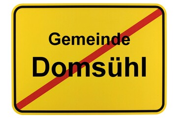 Illustration eines Ortsschildes der Gemeinde Domsühl in Mecklenburg-Vorpommern