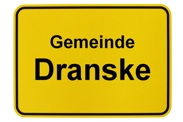 Illustration eines Ortsschildes der Gemeinde Dranske in Mecklenburg-Vorpommern