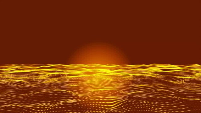 Futuristic yellow trapcode form wave animated background. Abstract technology wavy animation. 3D technology 4k motion video