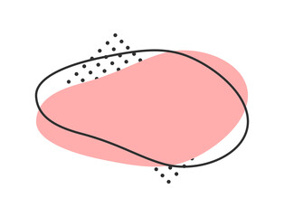 Geometric liquid basic shape. Minimal curvy dynamic fluid forms design. Creative flowing liquid blob elements with curvy line and dots set