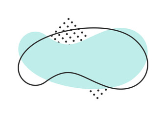 Geometric liquid basic shape. Minimal curvy dynamic fluid forms design. Creative flowing liquid blob elements with curvy line and dots set