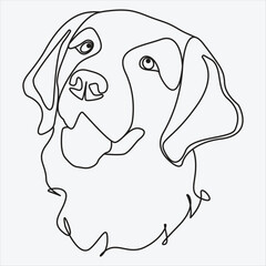 one line hand drawn dog outline vector illustration