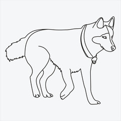one line hand drawn dog outline vector illustration