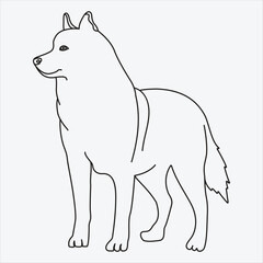 one line hand drawn dog outline vector illustration