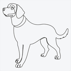 Vector Continuous line drawing of dog one line drawing
