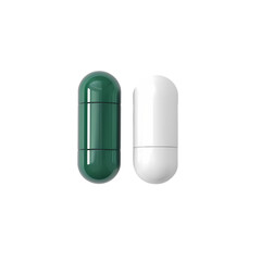 Medical pill capsule isolated on transparent background