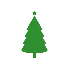 Minimalist Christmas Tree Icon with Star