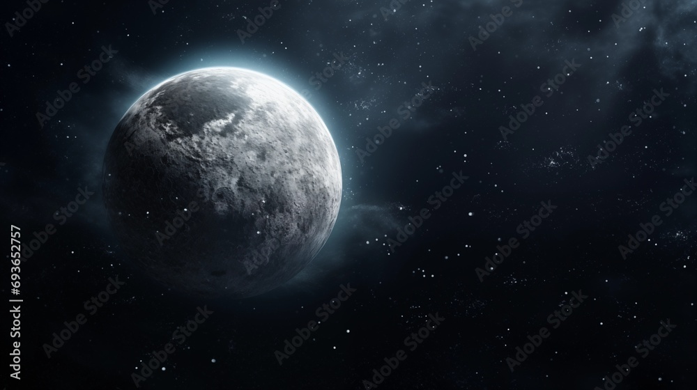 Poster isolated depiction of the dwarf planet eris in space