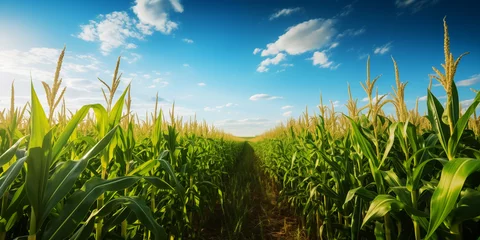 Foto op Canvas Grande área rural com plantação de milho © Dudarte