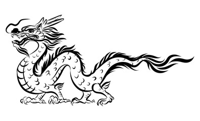 Symbol of New 2024 year. Traditional Chinese Dragon for tattoo design, symbol of New 2024 year