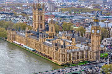 Westminster palace (Houses of parliament) and Big Ben tower, London, UK - obrazy, fototapety, plakaty
