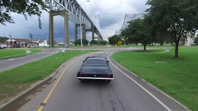 Reckless Car Driving On New Orleans Road - Stunt