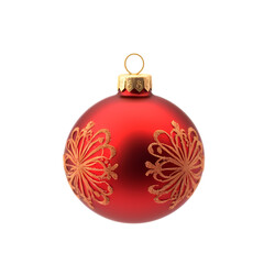 Red Christmas ball decoration isolated on transparent background