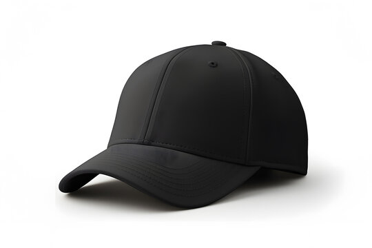 Black baseball cap mock up isolated on white background