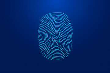 Security access, cyber technology. Fingerprint scan on deep blue background