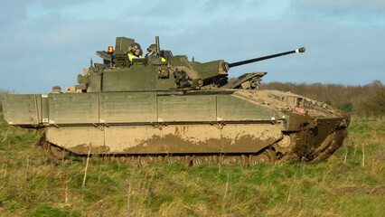 British army General Dynamics Ajax Reconnaissance and Strike armoured fighting vehicle (AFV), tank...