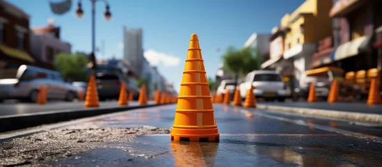 Foto auf Alu-Dibond Traffic cone on the road in the city © KRIS