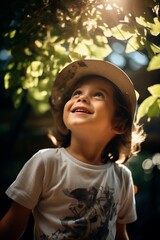 Happy little boy wearing a hat