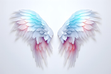 Fototapeta premium Beautiful magic watercolor angel wings isolated on white background